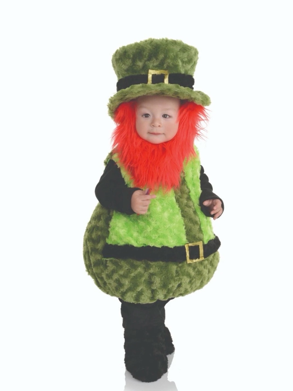 Green Leprechaun Baby Costume with Orange Beard -